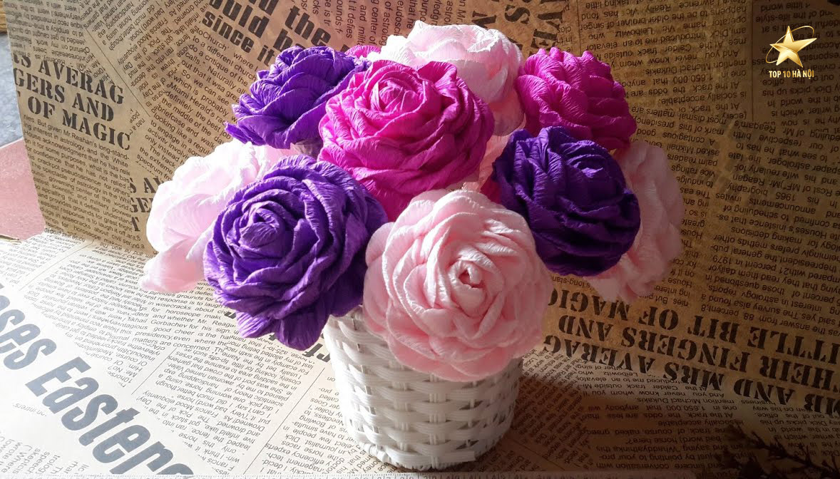 hoa handmade làm từ giấy nhún